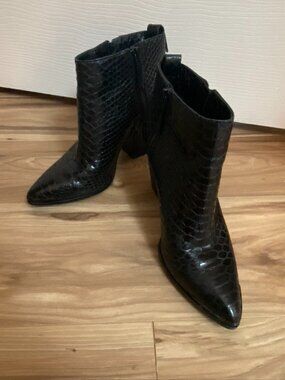 Vince Camuto Black Reptile Ankle Boots